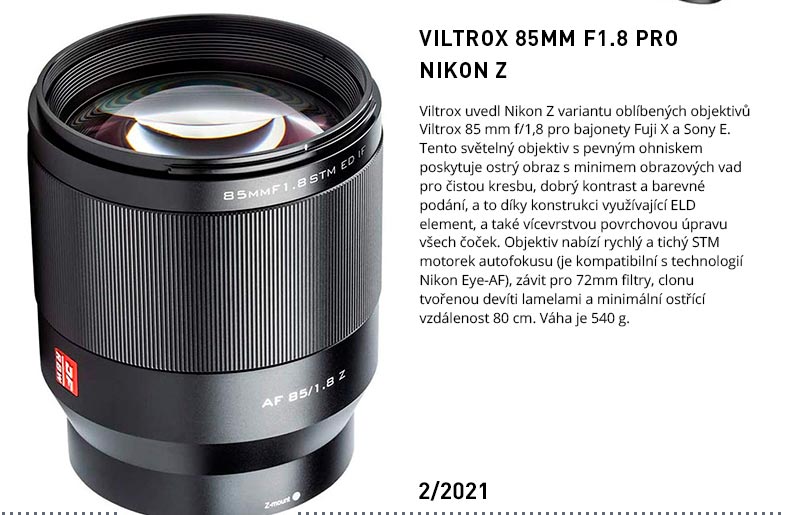 VILTROX 85MM F1.8 PRO NIKON Z