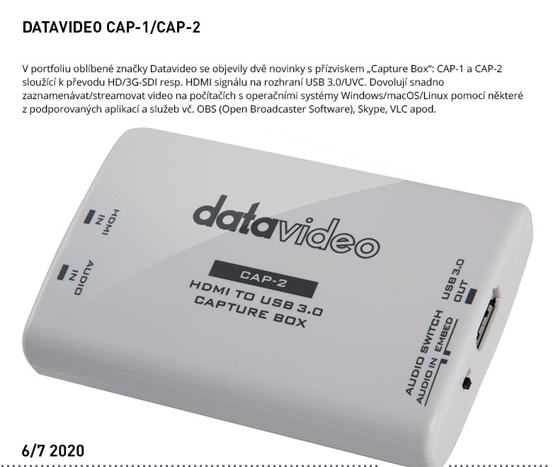 DATAVIDEO CAP-1 CAP-2