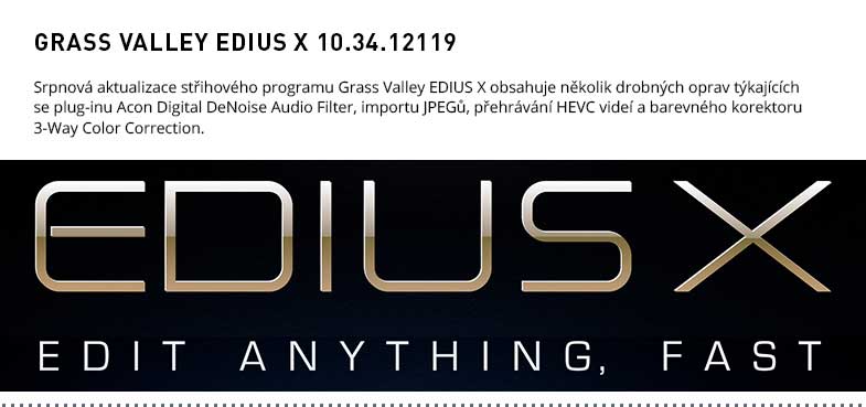 GRASS VALLEY EDIUS AKTUALIZACE