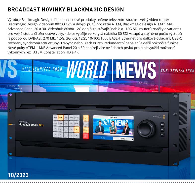 BROADCAST NOVINKY BLACKMAGIC DESIGN