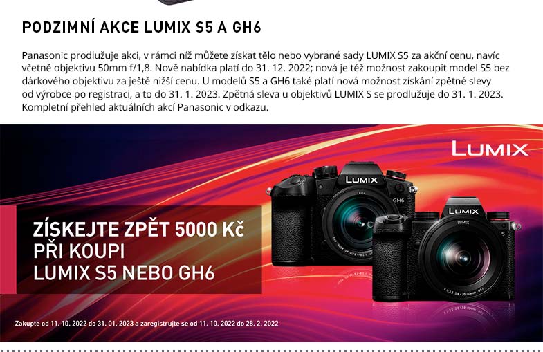 AKCE PANASONIC LUMIX S5 A GH6