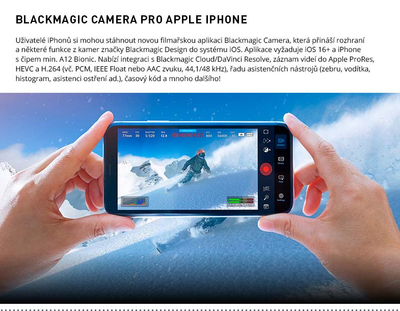 BLACKMAGIC CAMERA PRO APPLE IPHONE