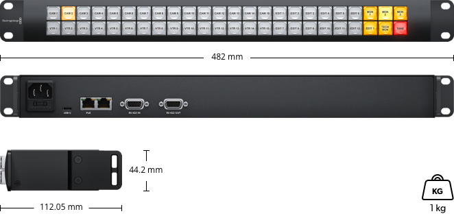 Videohub Smart Control Pro – rozměry