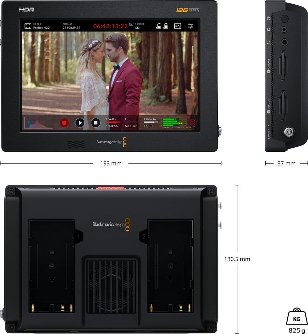 Video Assist 7″ 12G HDR – Rozměry a hmotnost