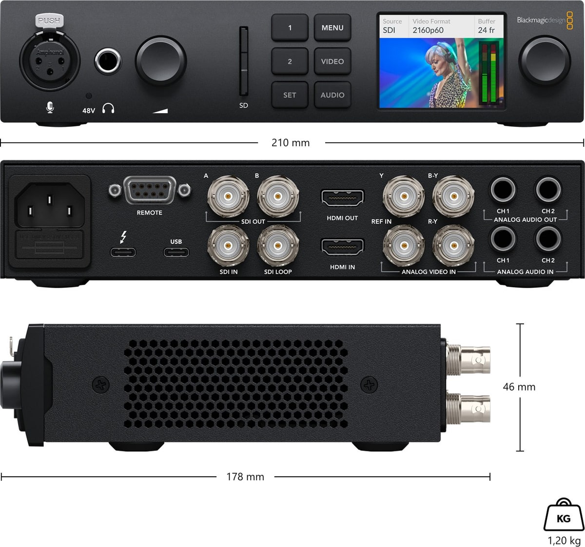 Blackmagic Design UltraStudio 4K Mini – Rozměry a hmotnost