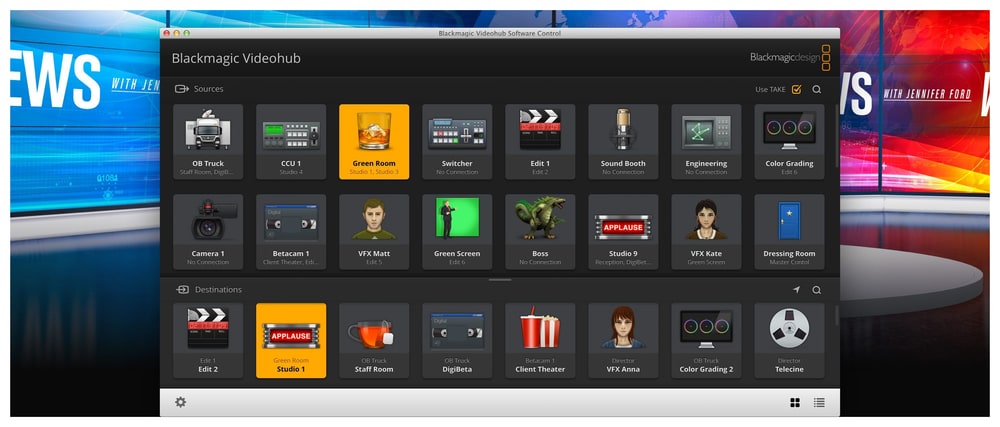 Blackmagic Universal Videohub 72 – Ovládání z počítače i panelu