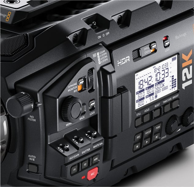 Blackmagic URSA Mini Pro 12K – Ovládání a stavový displej