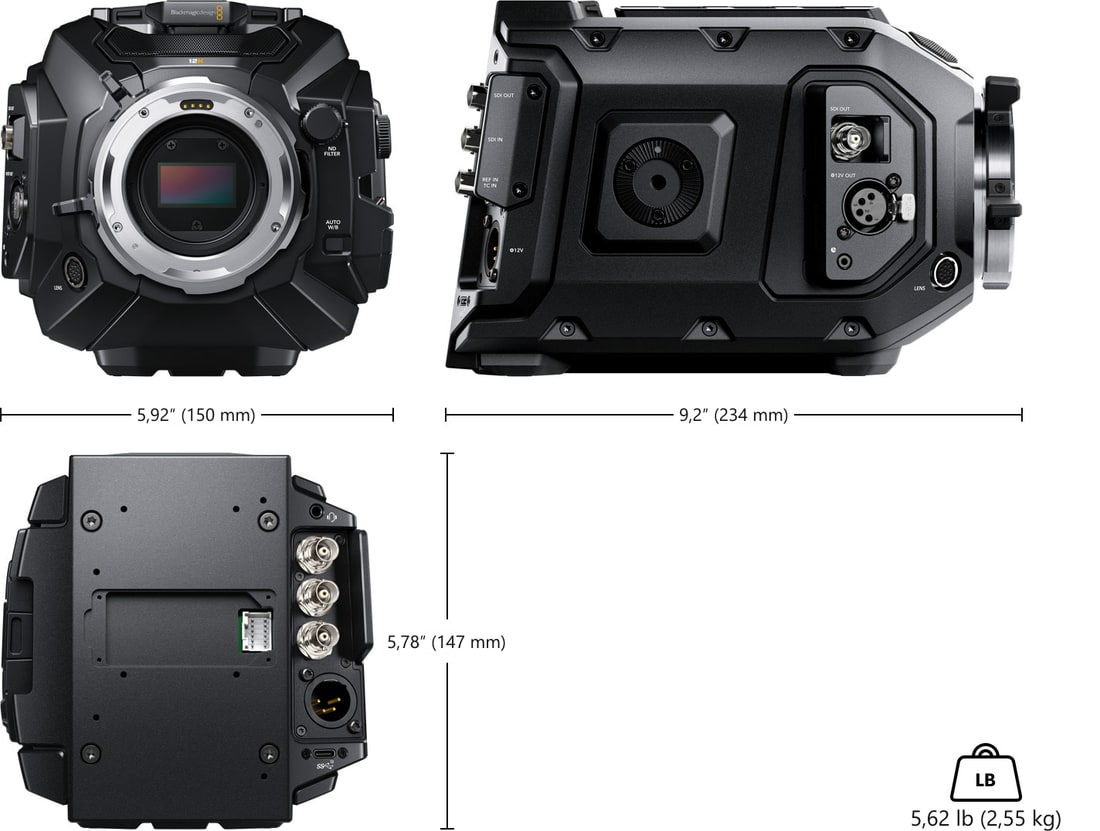 Blackmagic URSA Mini Pro 12K – Rozměry a hmotnost