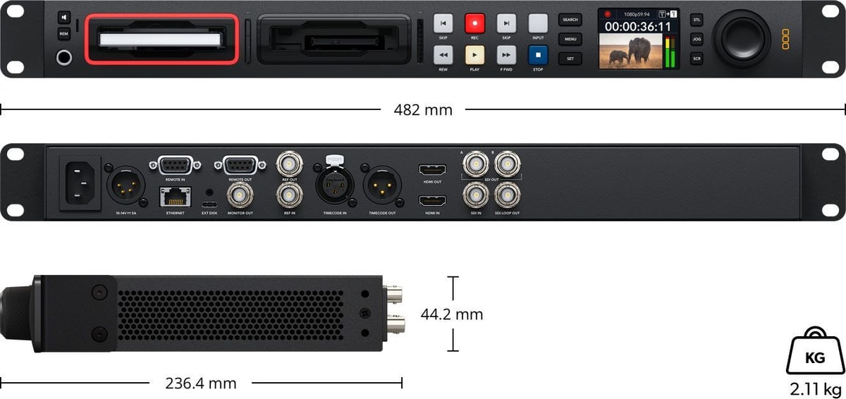 HyperDeck Studio HD Pro – Rozměry a hmotnost