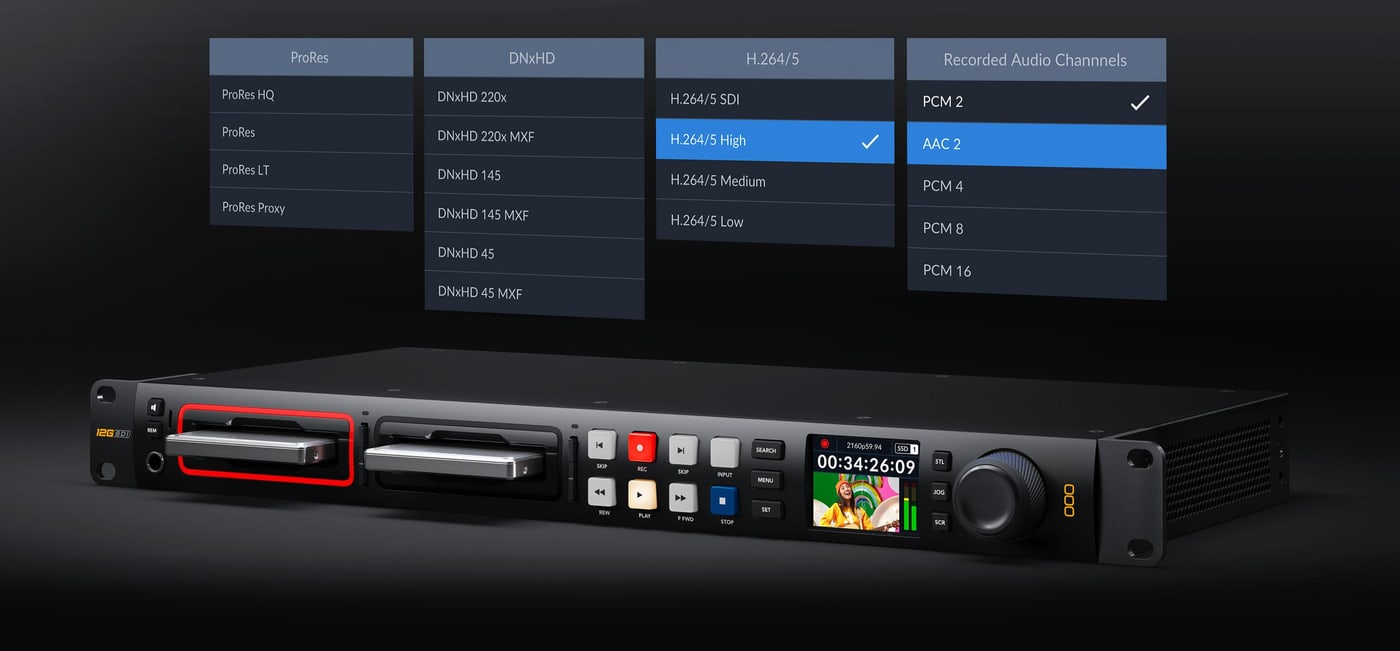 HyperDeck Studio 4K Pro – H.265, ProRes a DNx až do 2160p60