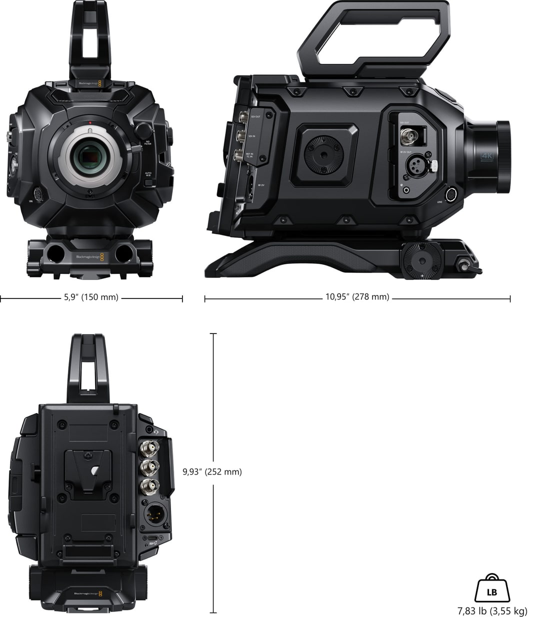 Blackmagic URSA Broadcast G2 – Rozměry a hmotnost