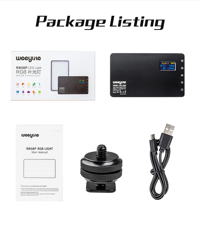 VILTROX Weeylife RB08P RGB 2500K 8500K Mini Video LED Light Portable Fill  Light Built in Battery for Phone Camera Shooting|Photographic Lighting| -  AliExpress