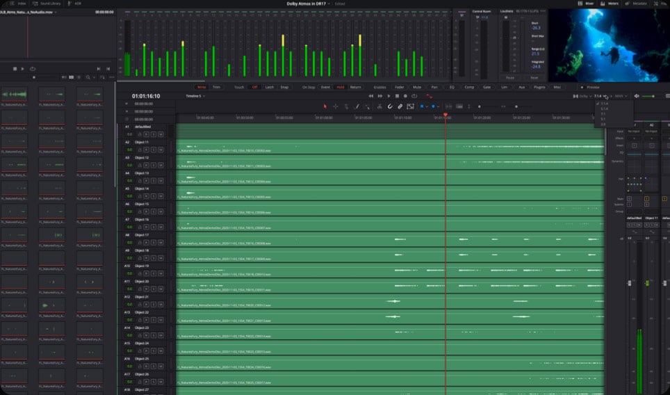 DaVinci Resolve Studio – Prostorový zvuk a Dolby Atmos