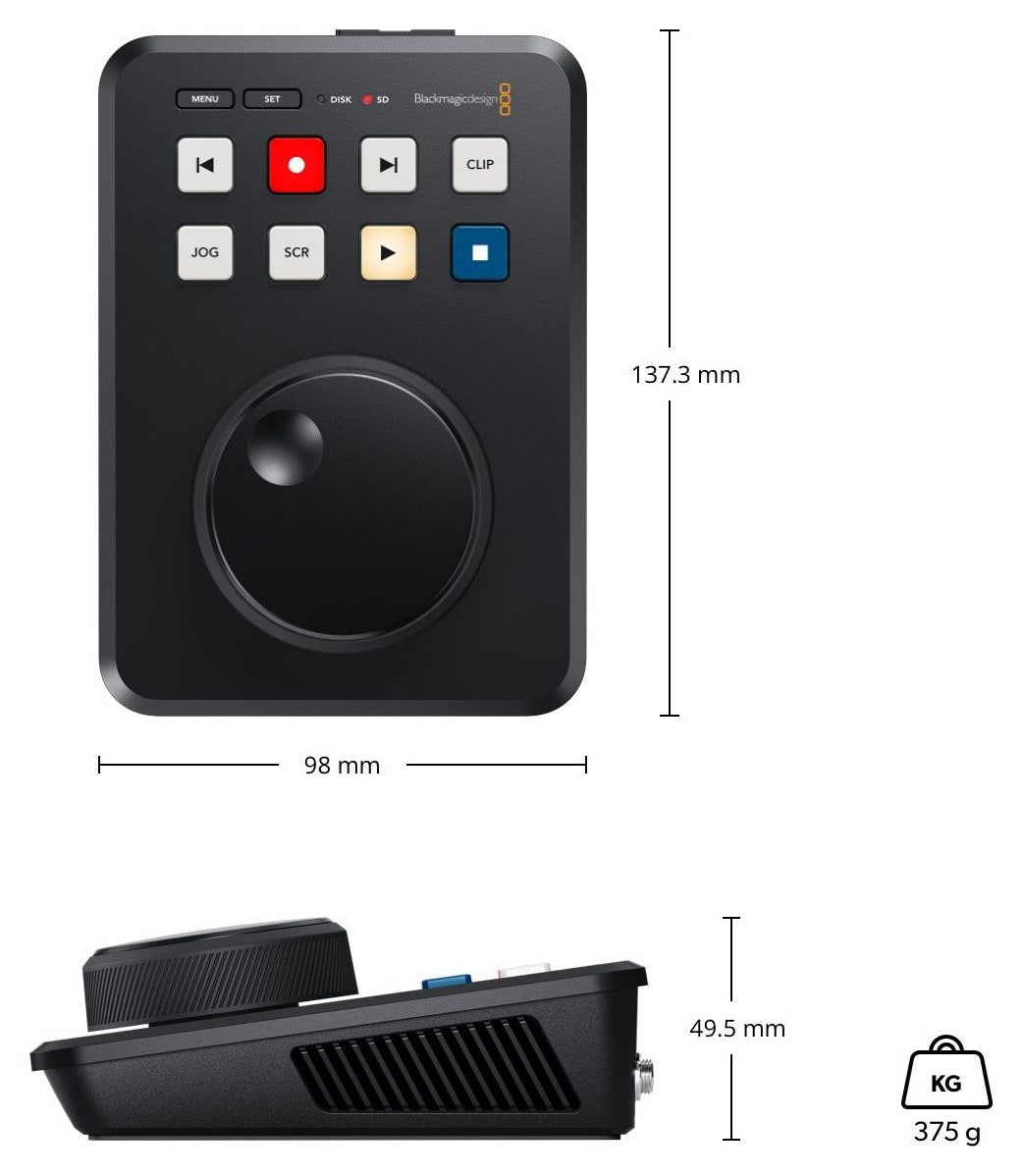 HyperDeck Shuttle HD – Rozměry a hmotnost