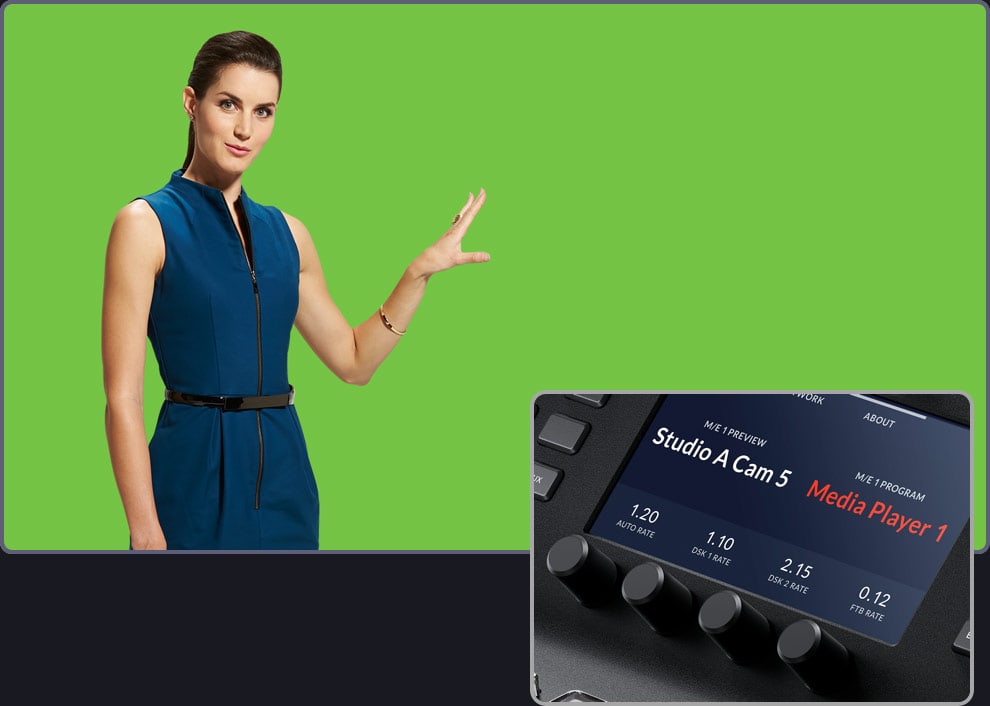 ATEM 2 M/E Advanced Panel 30 – Klíčovače a systémové LCD
