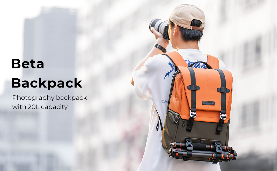 K&F Concept Camera Backpack, Camera bags for photographers with Rain Cover (Orange )