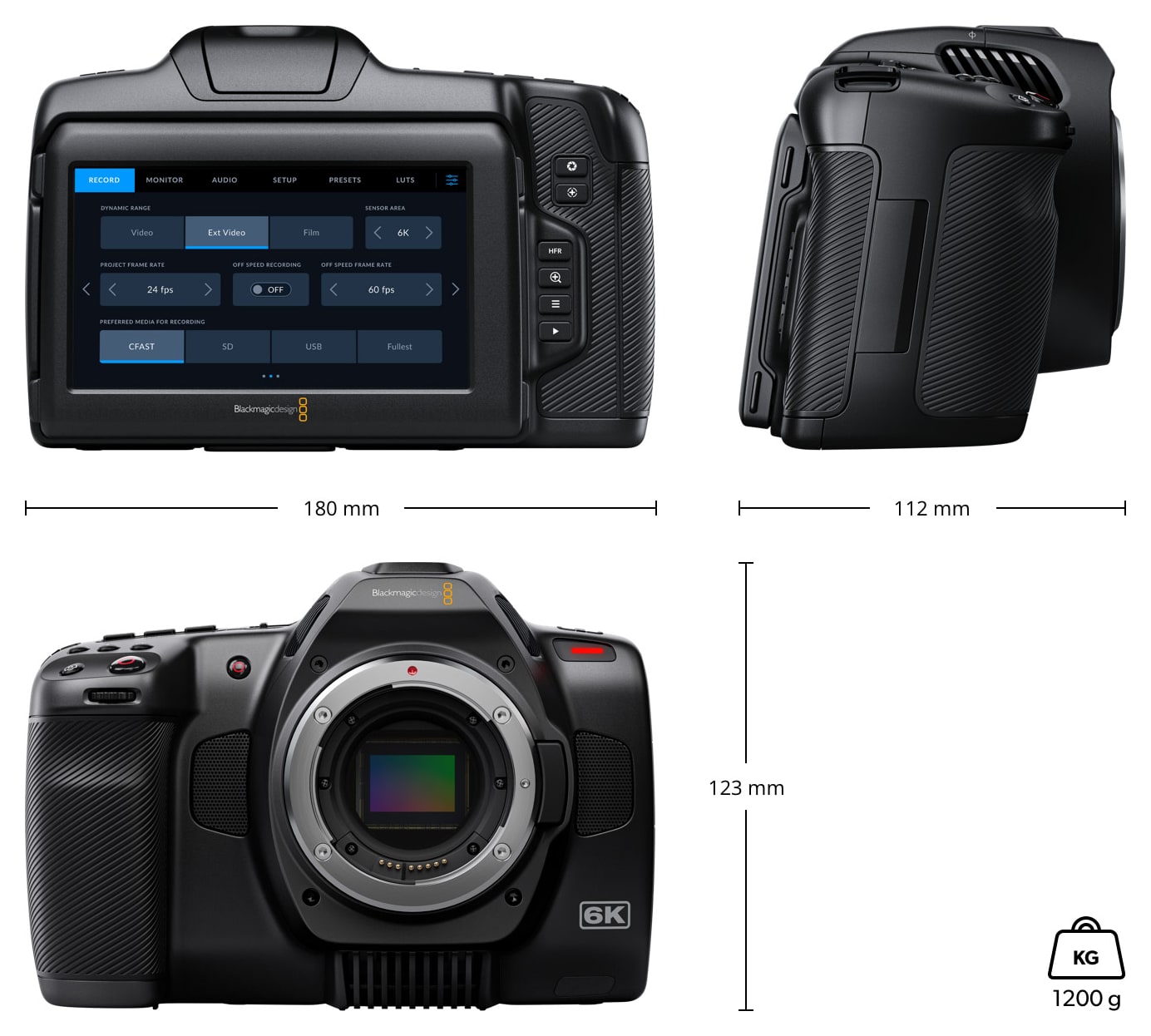 Blackmagic Pocket Cinema Camera 6K G2 – Rozměry a hmotnost