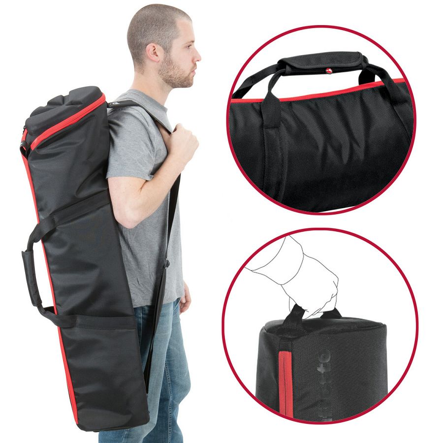 Nošení brašny Manfrotto MBAG90PN přes rameno a za madlo