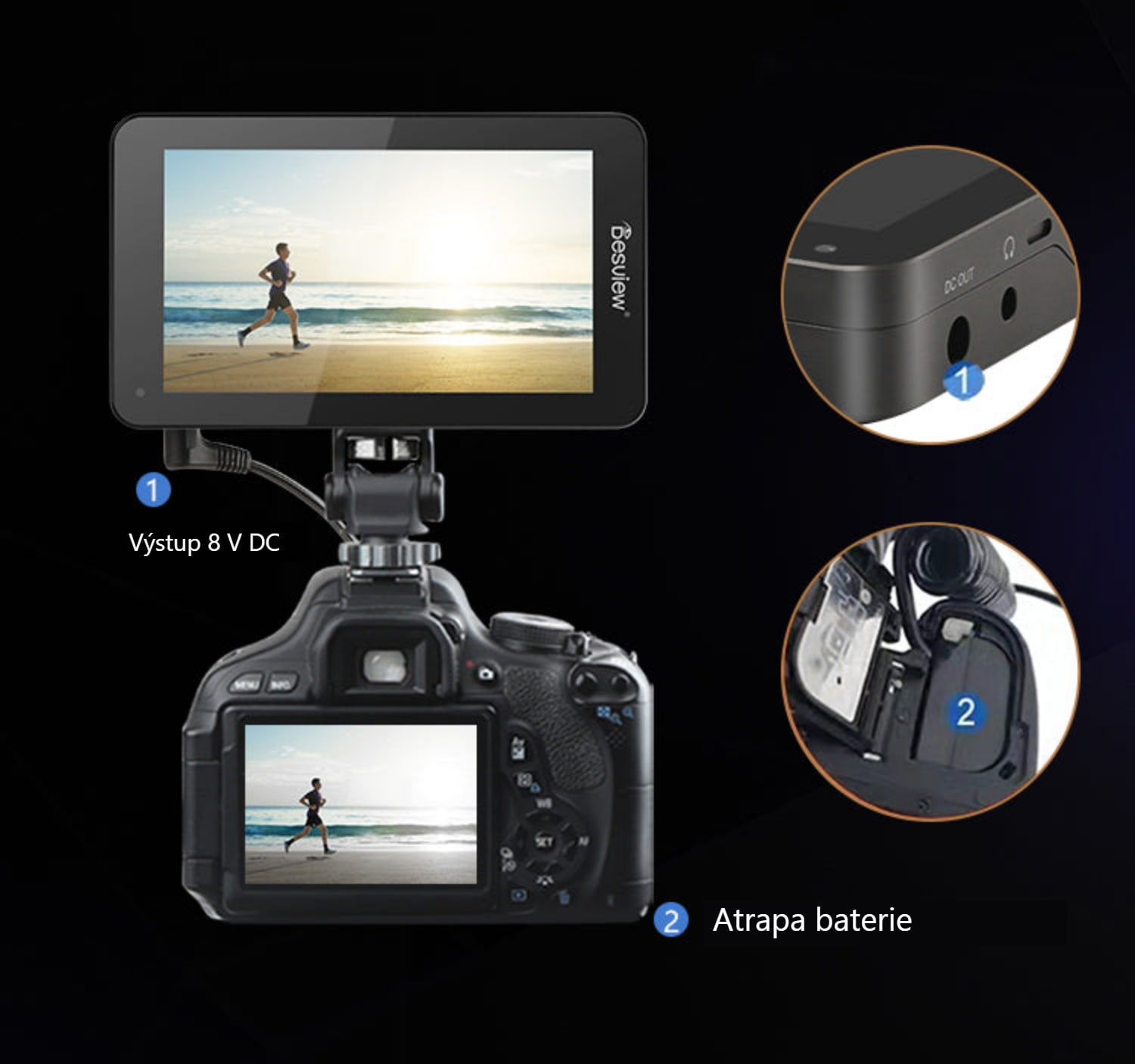Desview U6 – Napájení fotoaparátu 8 V DC