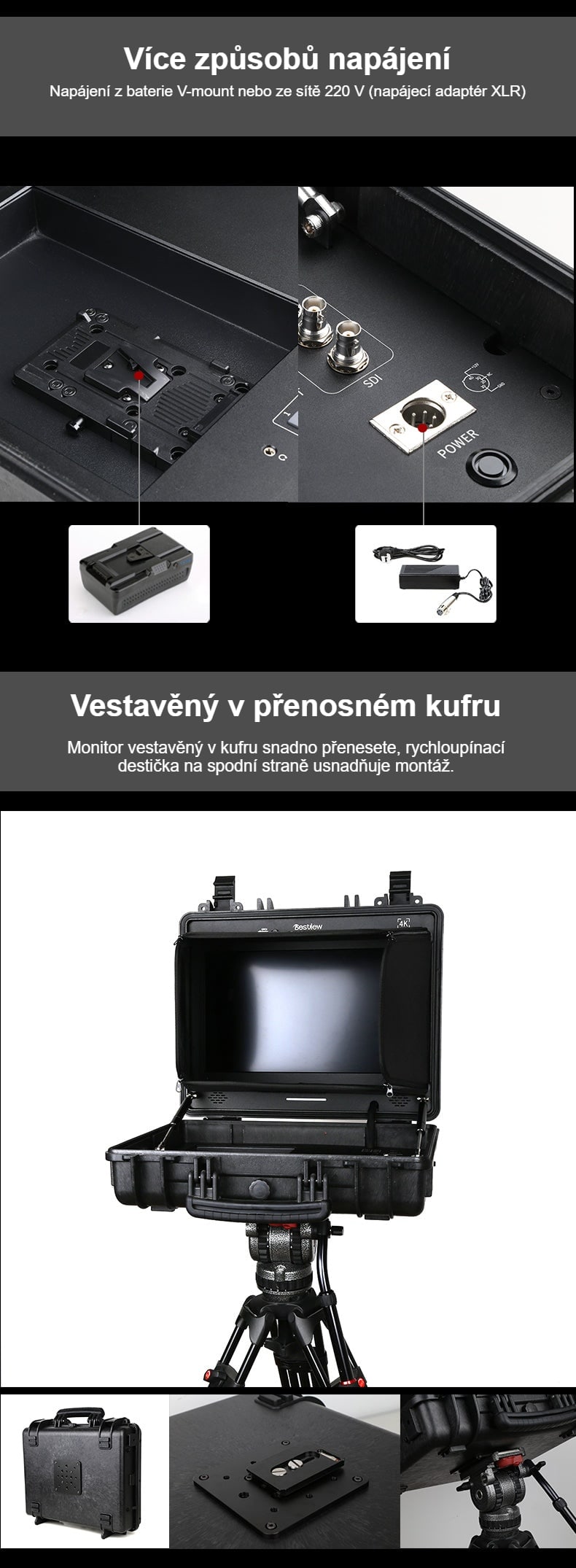 Napájení a přenosný kufr