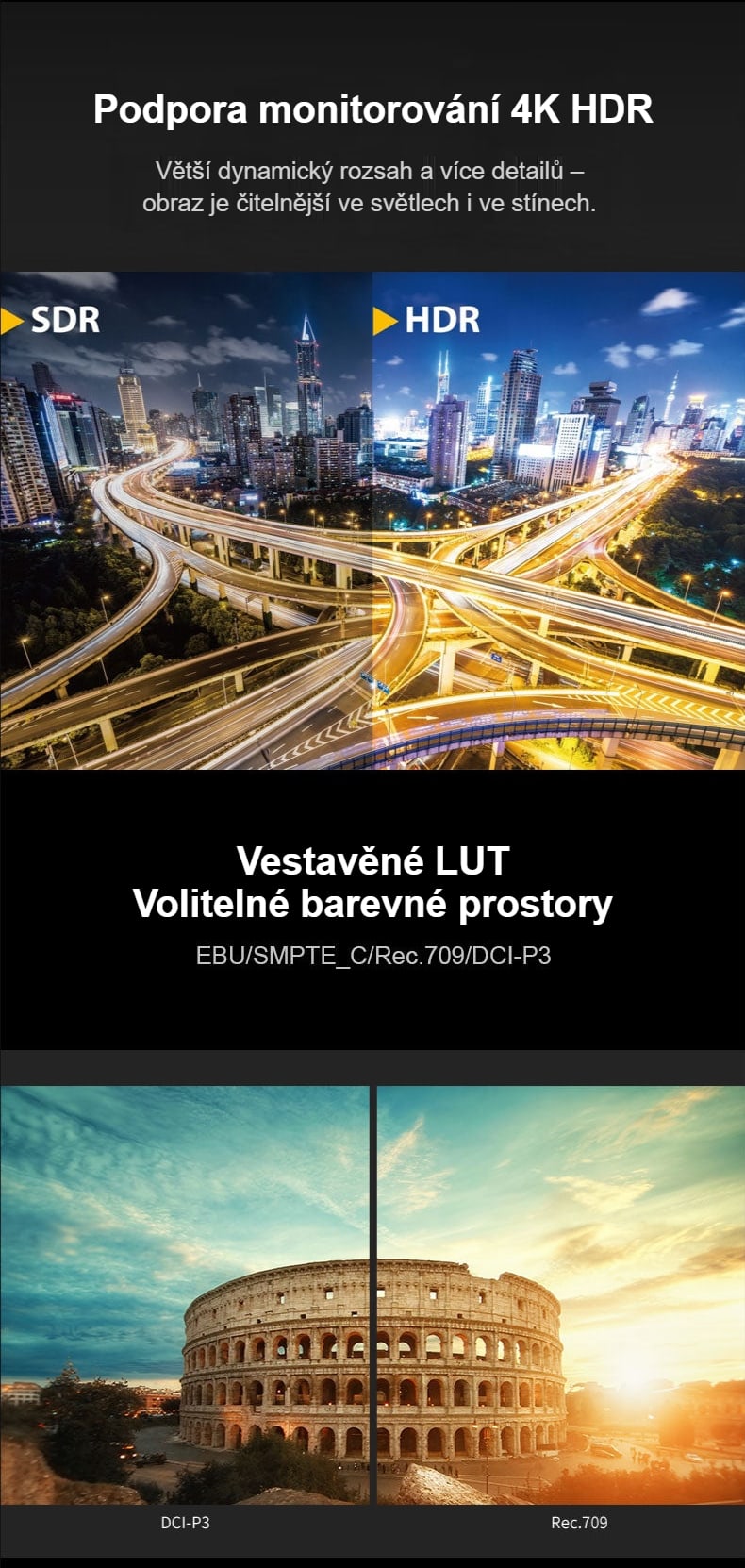 HDR a vestavěné LUT