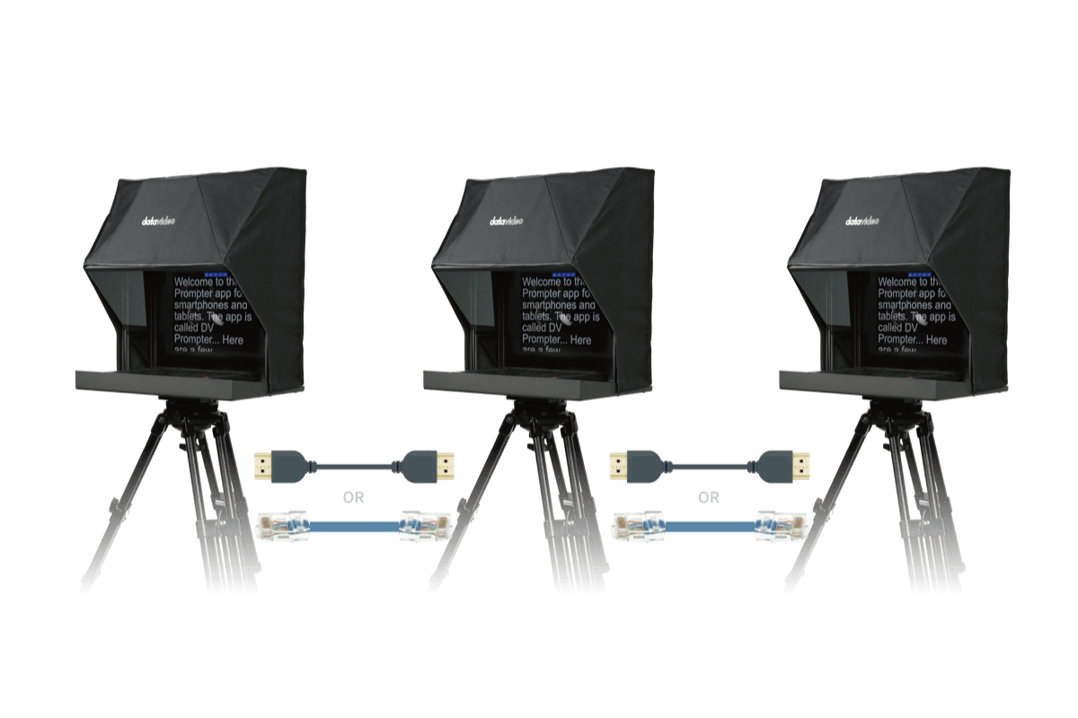 Propojení a synchronizace teleprompterů TP-900 přes HDMI nebo síť