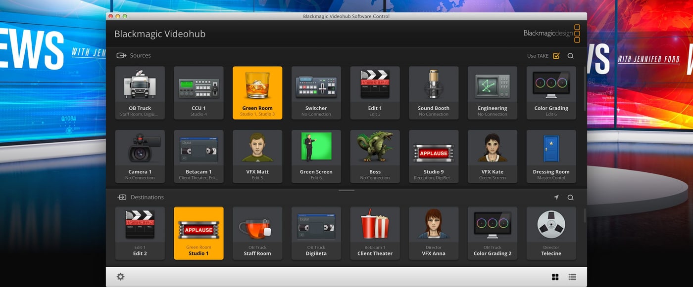 Blackmagic Videohub 10x10 12G – Ovládání z Macu, Windows a iPadu