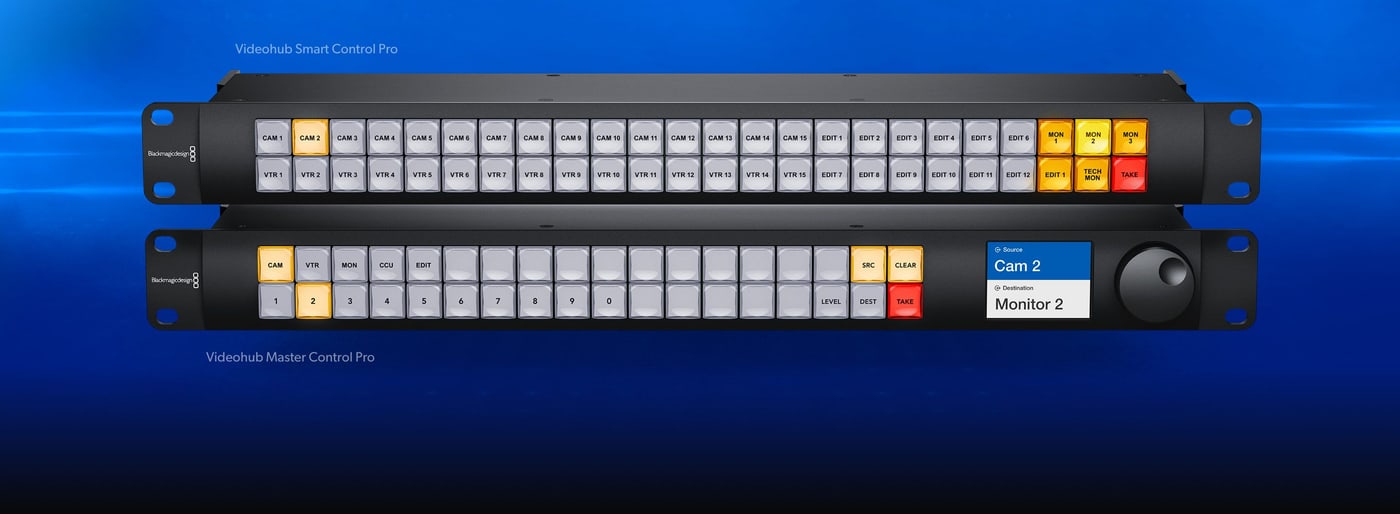 Blackmagic Videohub 40x40 12G – Externí hardwarové panely