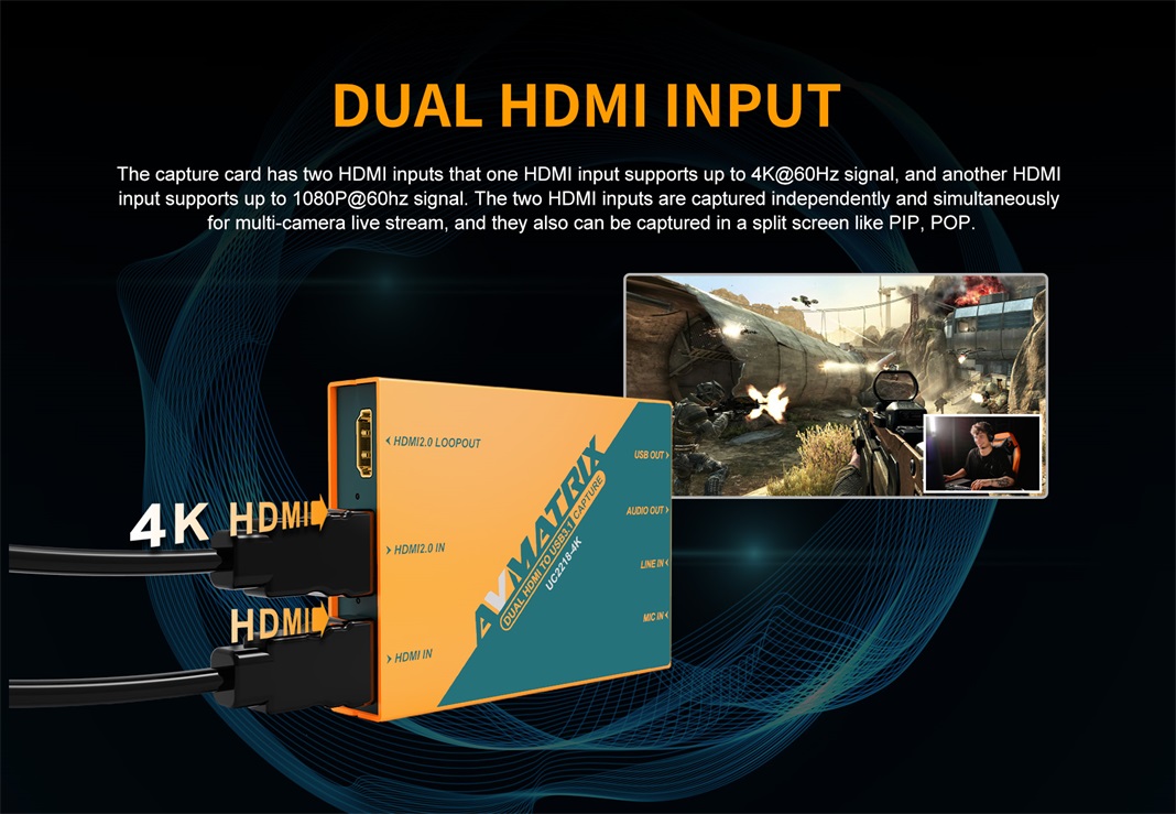 AVMATRIX UC2218-4K duální HDMI vstup