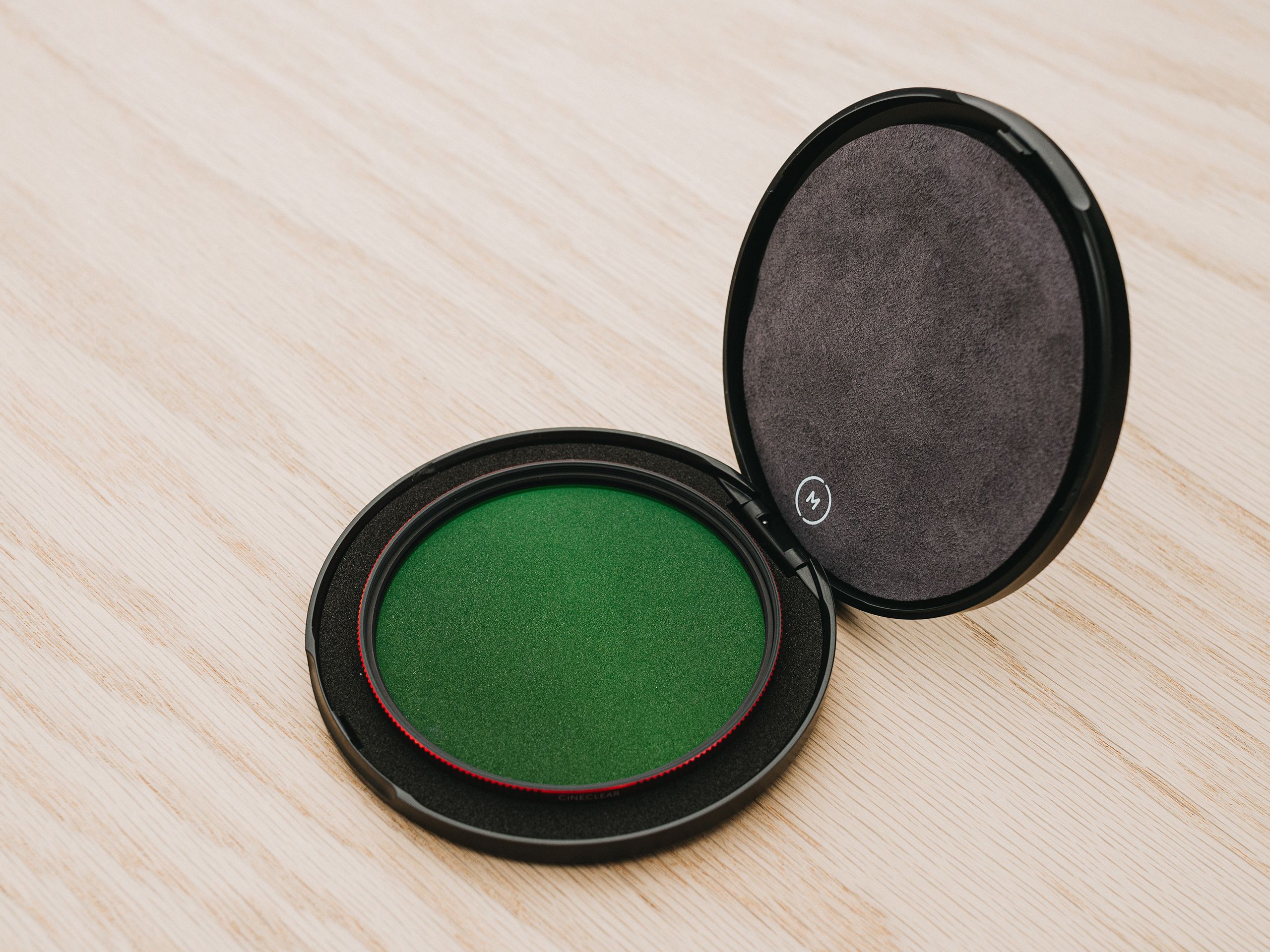 Moment CineClear UV filter in its included hard case