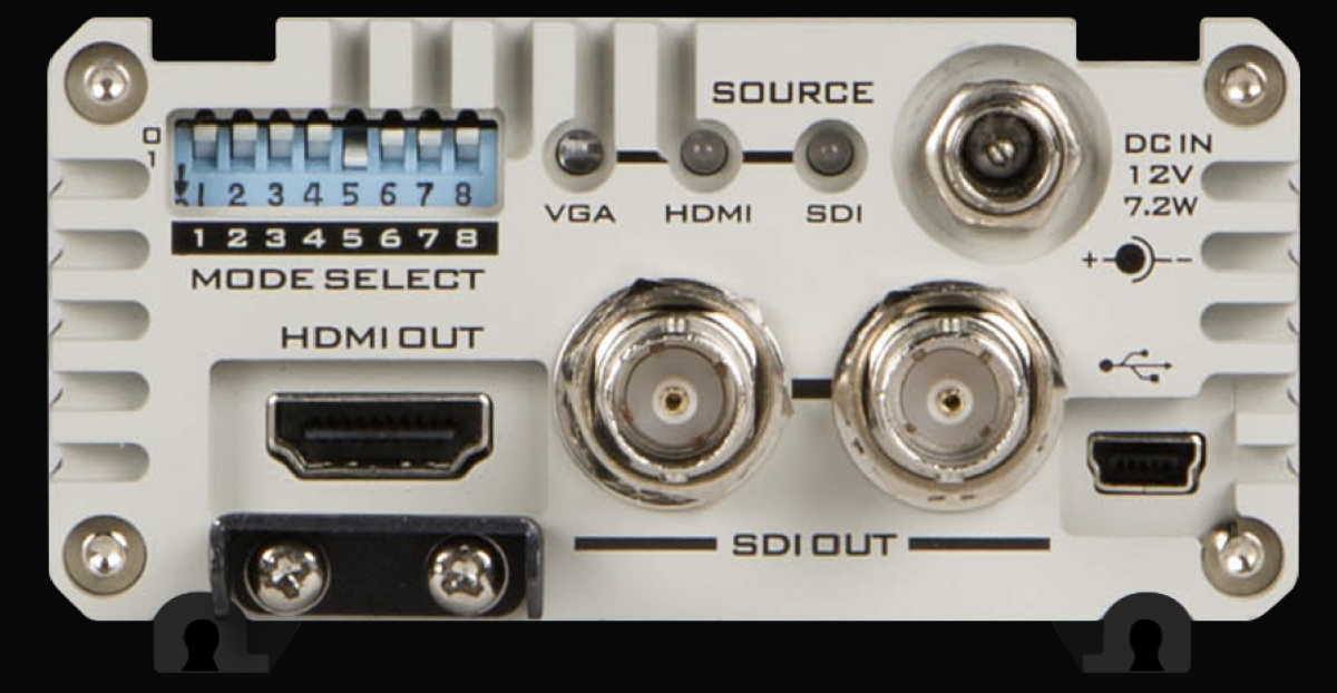 Detail výstupů HDMI a SDI a ovládacích prvků