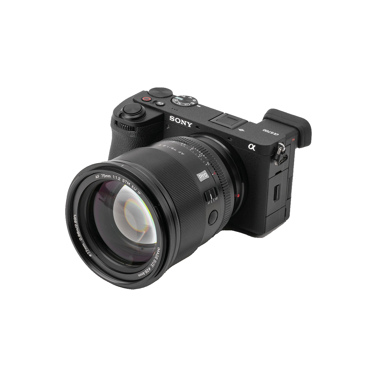 Viltrox 75mm F1.2 E nasazený na fotoaparátu