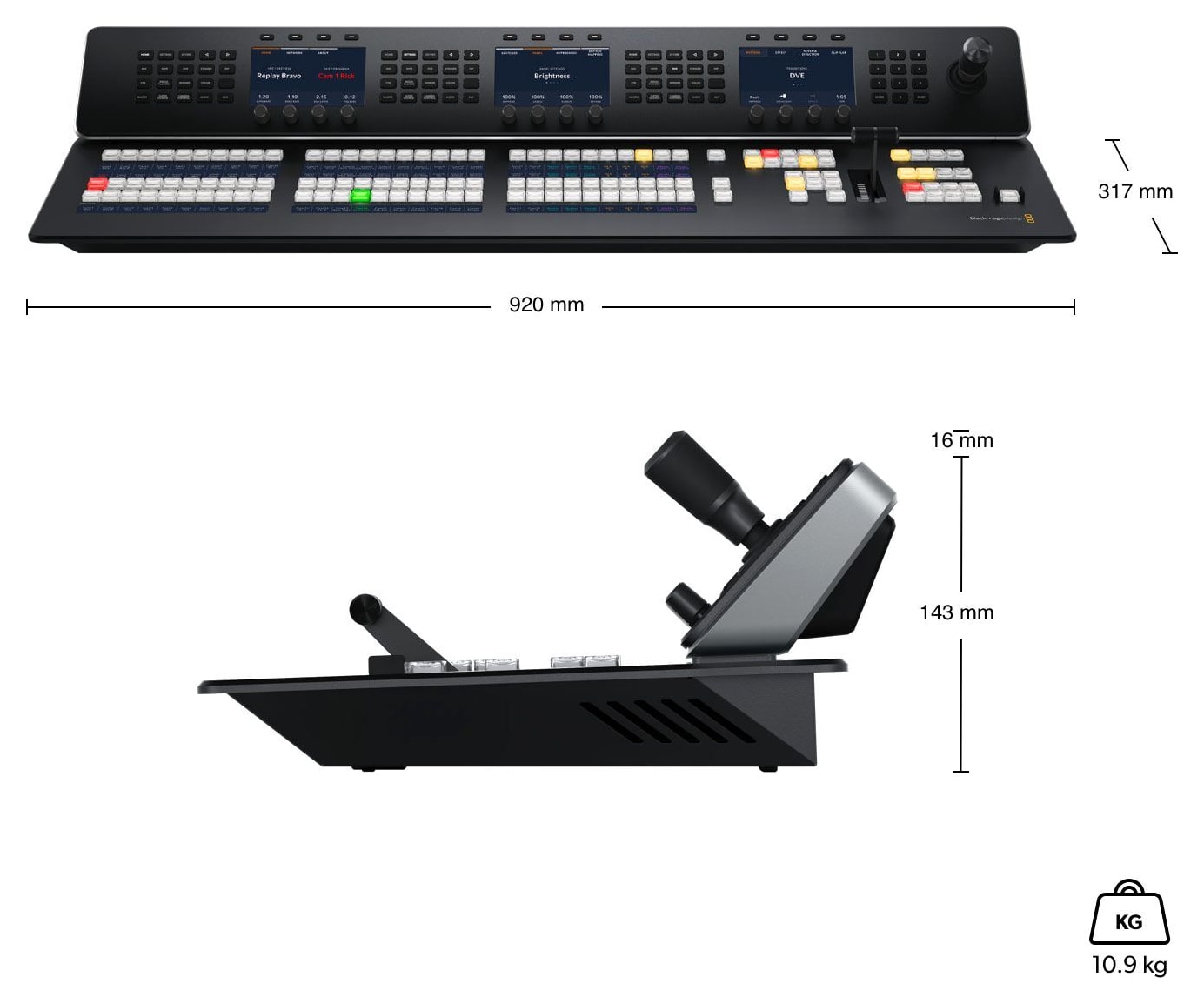 ATEM 1 M/E Advanced Panel 30 – Rozměry