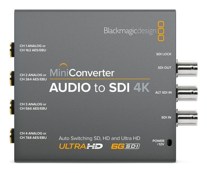Mini Converter Audio to SDI 4K – Čtyři analogové kanály nebo osm AES/EBU