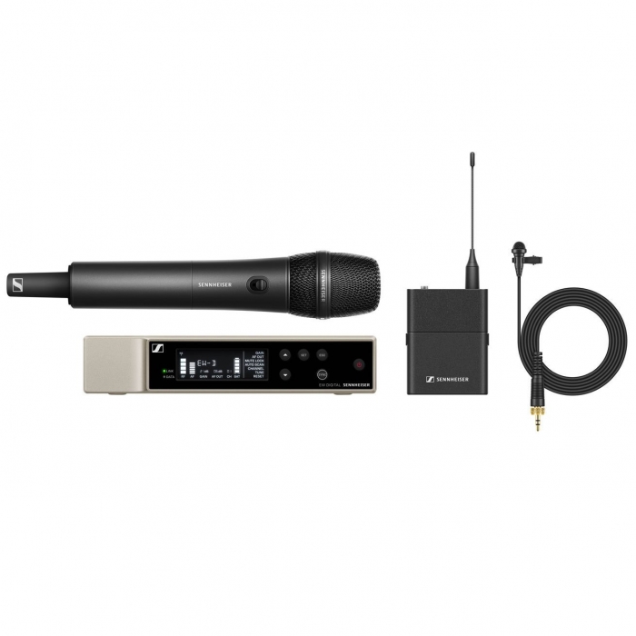 Sennheiser EW-D ME2/835-S SET s přijímačem, klopovým mikrofonem ME 2, bodypackem a ručním vysílačem s kapslí MMD 835