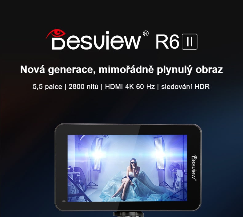 Desview R6II – 5,5" monitor na kameru s jasem 2800 nitů a HDMI 4K 60 Hz