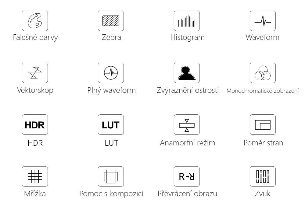 Desview R7SIII – Pomocné funkce v přehledu
