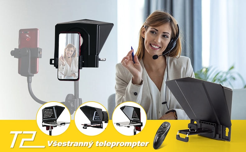 Všestranný teleprompter pro telefon, tablet i zrcadlovku