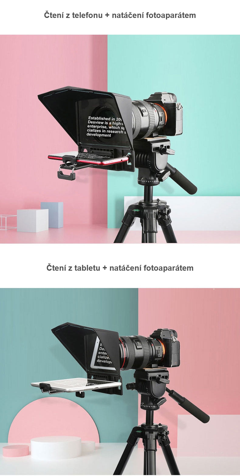 Čtení z telefonu nebo tabletu + natáčení fotoaparátem