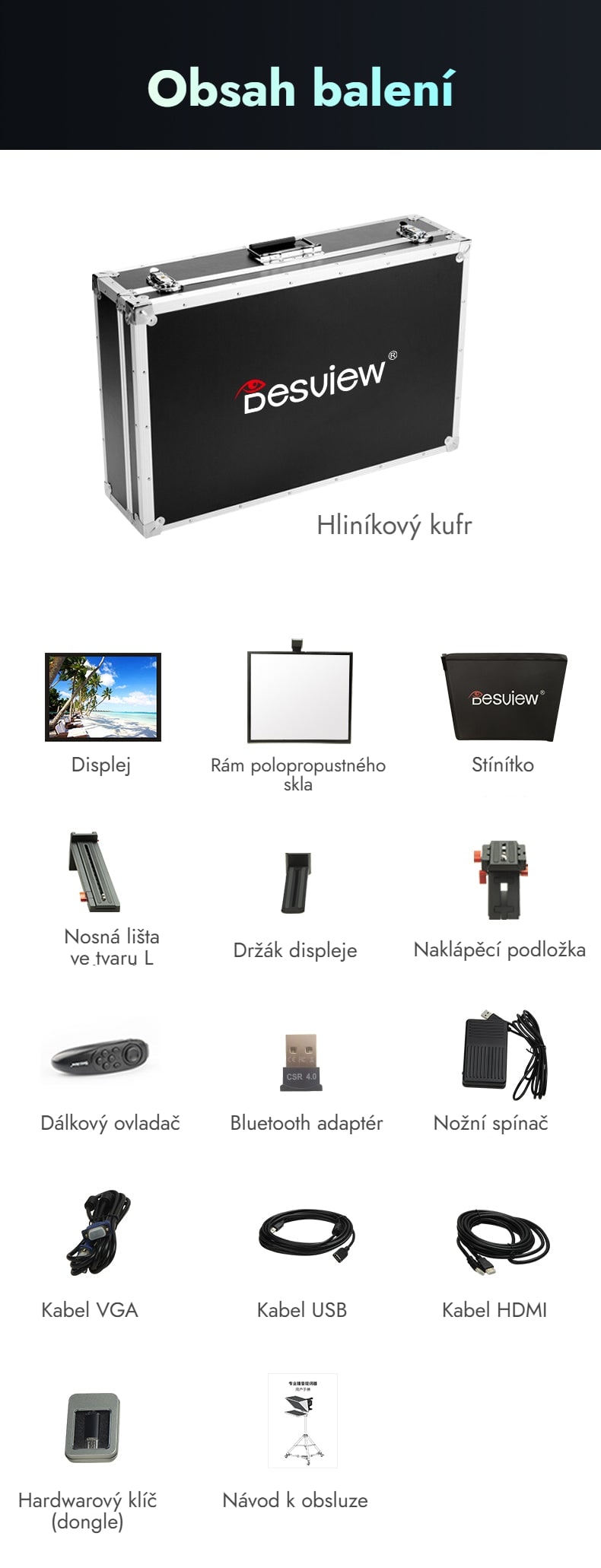Obsah balení Desview T15