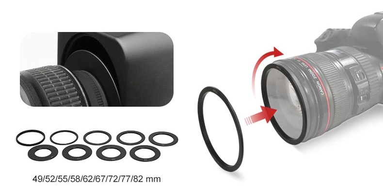 Adaptérové kroužky 49–82 mm