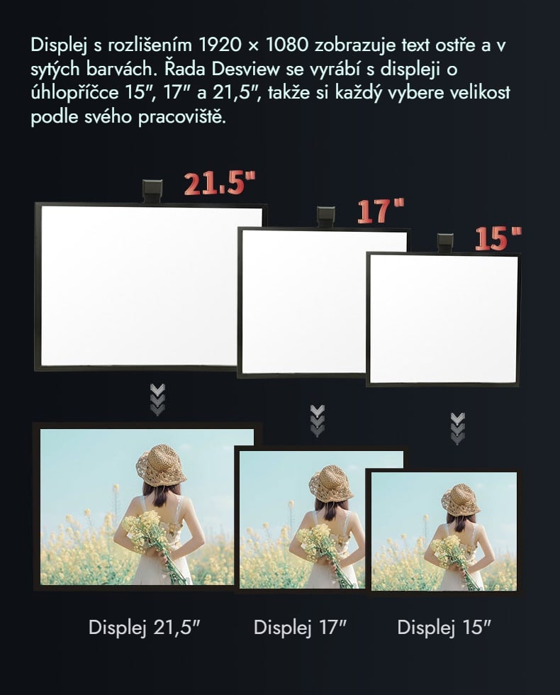 LCD displej s vysokým rozlišením, lehká a přenosná konstrukce