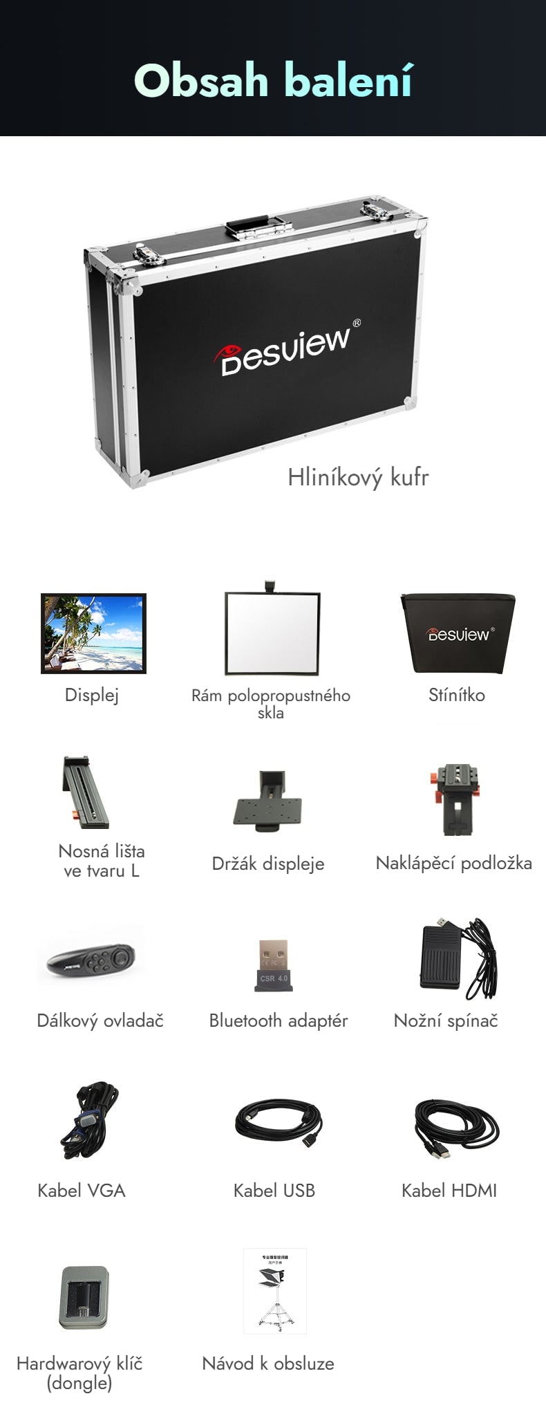 Obsah balení Desview T22