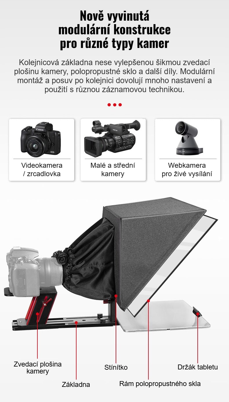 Modulární konstrukce pro různé kamery
