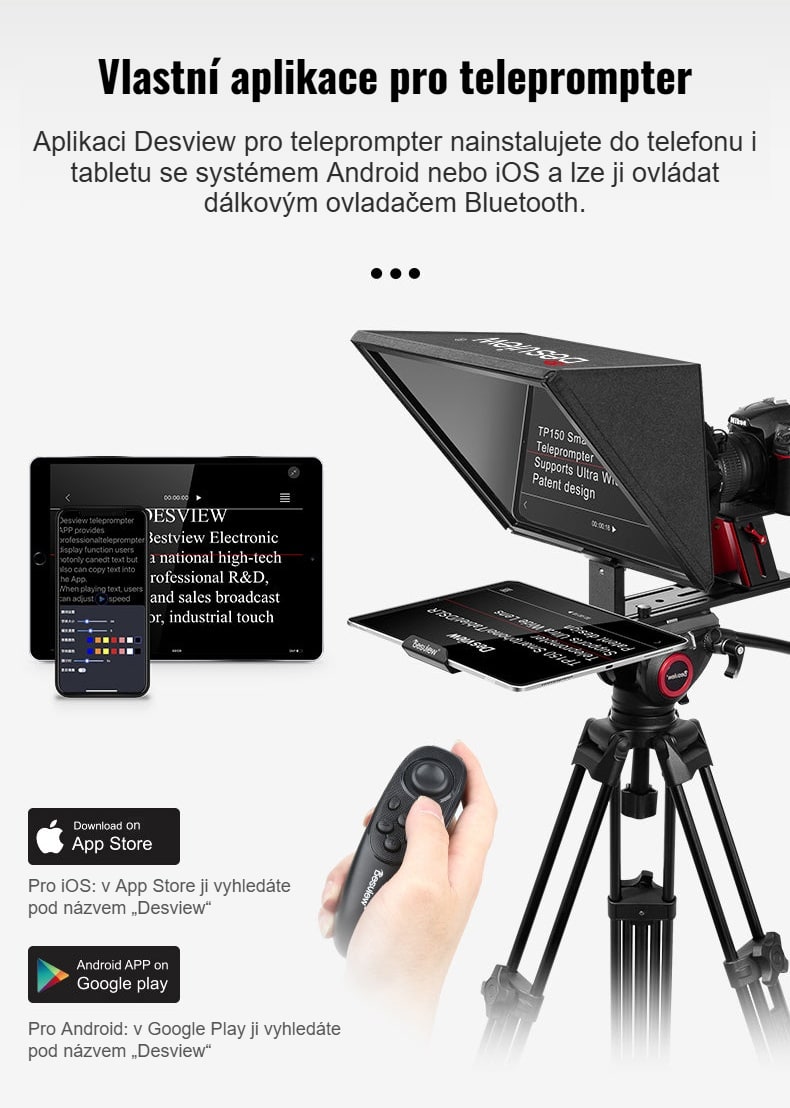 Aplikace Desview a dálkový ovladač