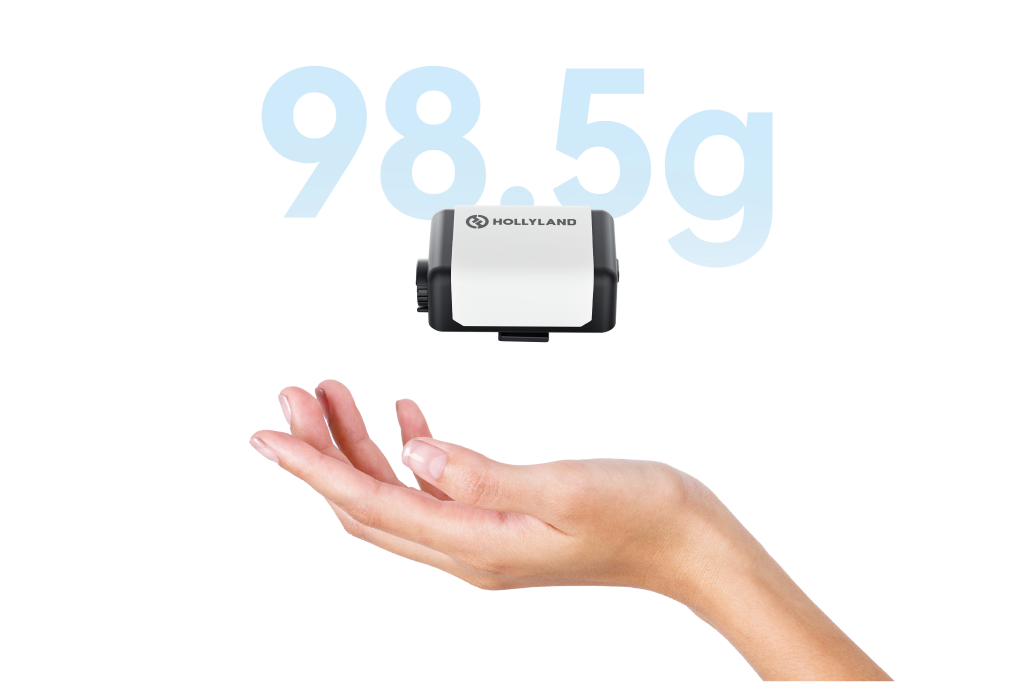 Hmotnost tally světla Hollyland 98,5 g s baterií