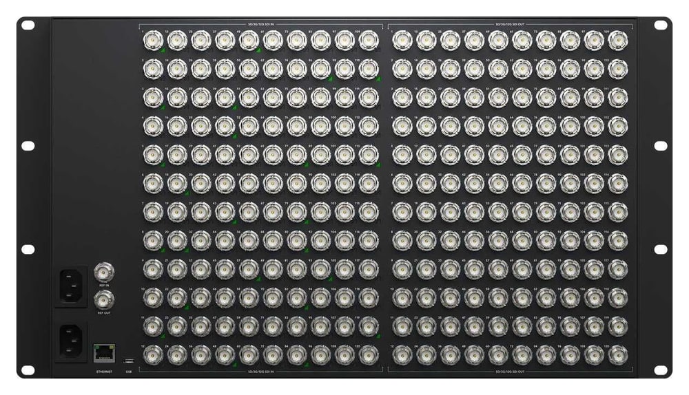Blackmagic Videohub 120x120 12G – LED u každého vstupu