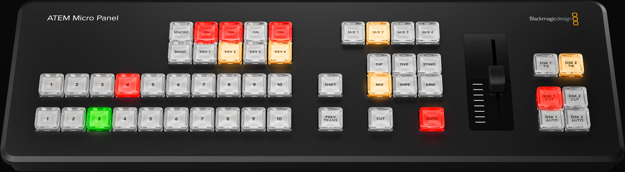 Ovládací prvky ATEM Micro Panel