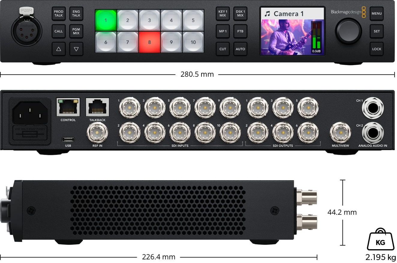 ATEM 1 M/E Constellation 4K – Rozměry a hmotnost