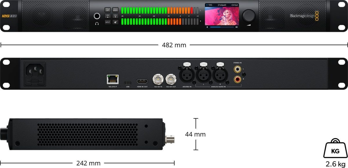 Blackmagic Audio Monitor 12G G3 – Rozměry a hmotnost